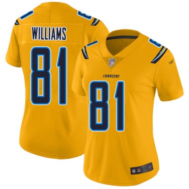 Los Angeles Chargers NFL Football Mike Williams Gold Jersey Women Limited 81 Inverted Legend